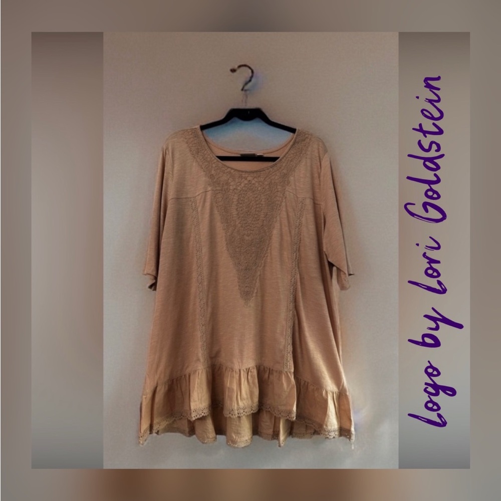 LOGO by Lori Goldstein Womens
Cotton Slub Top 1X honey beige